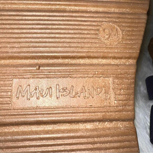 Maui Island Navy Blue 3 Strap Banded Sandals Flat Comfortable Summer Spring - Picture 6 of 7